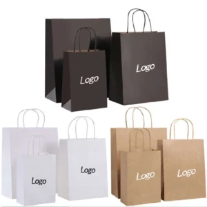 Wanherong Printing Brown Color Kraft Paper Bag With Logo,Customized Shoes and Clothing Shopping Packaging Kraft Paper Bag