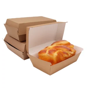 Kingwin Eco Friendly 100% Compostable Disposable Kraft Paper Clam Shell Packaging Burger Hamburger Bread Mini Cake Box